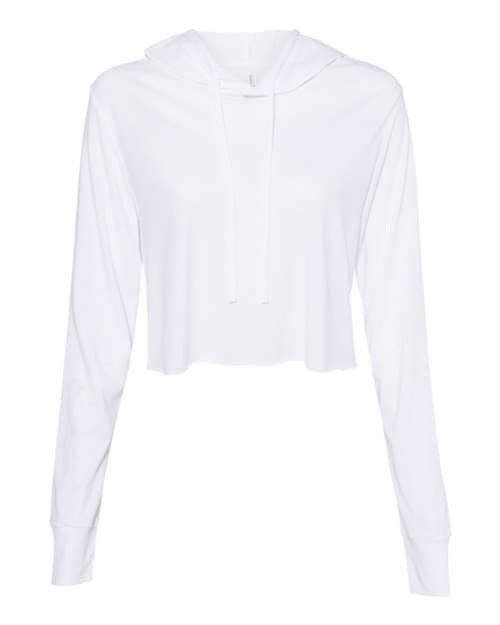 Women’s Triblend Crop Long Sleeve Hoodie Tee - Solid White Triblend Front
