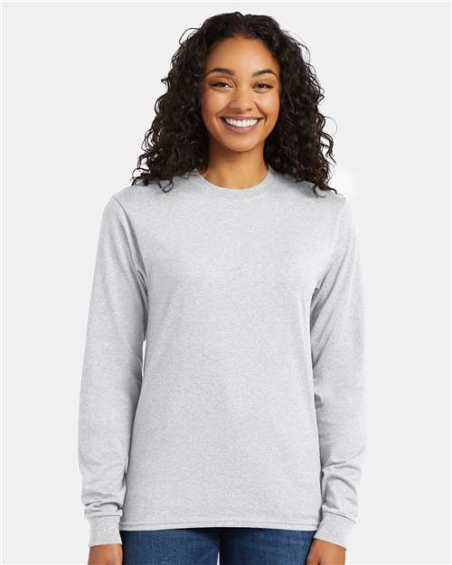 Hanes Unisex Essential-T Long Sleeve T-Shirt - Model Front