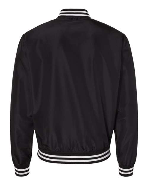 Unisex Lightweight Bomber Jacket - Black/ White Stripe Back