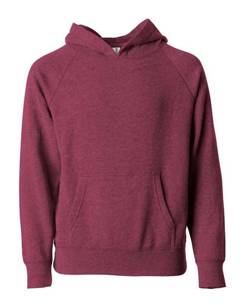 Youth Lightweight Special Blend Raglan Hooded Sweatshirt - Crimson Front