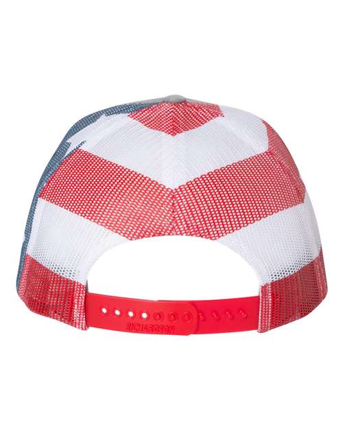 Printed Mesh Trucker Cap - Heather Grey/ Stars & Stripes Back