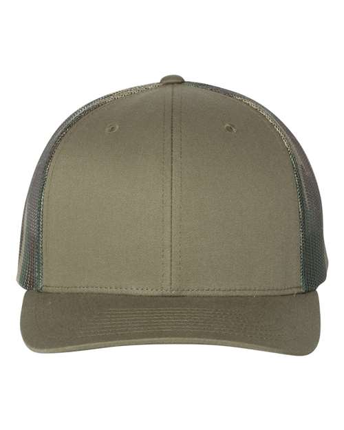 Printed Mesh Trucker Cap - Loden/ Green Camo Front