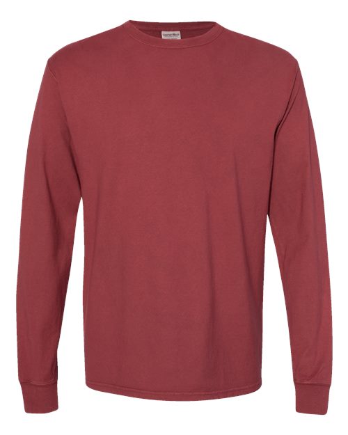 Unisex Garment-Dyed Long Sleeve T-Shirt - Cayenne Front