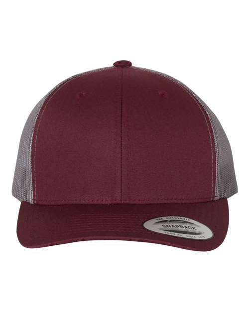 Retro Trucker Cap - Maroon/ Grey Front
