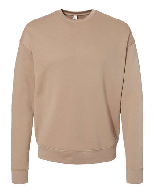 Unisex Sponge Fleece Drop Shoulder Crewneck Sweatshirt - Tan Front