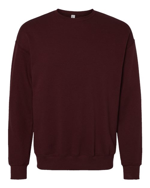 Unisex Sponge Fleece Drop Shoulder Crewneck Sweatshirt - Maroon Front