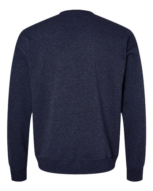 Unisex Sponge Fleece Drop Shoulder Crewneck Sweatshirt - Heather Navy Back