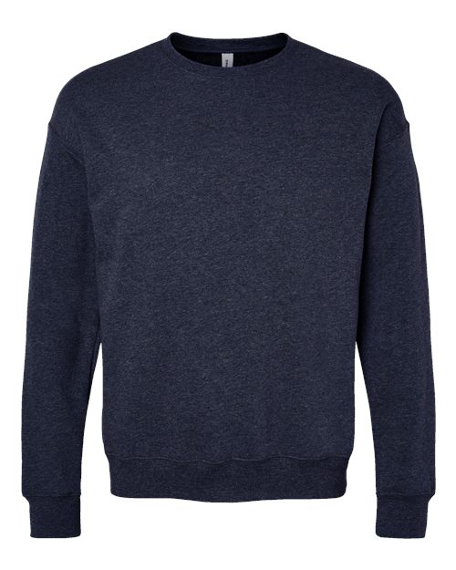 Unisex Sponge Fleece Drop Shoulder Crewneck Sweatshirt - Heather Navy Front