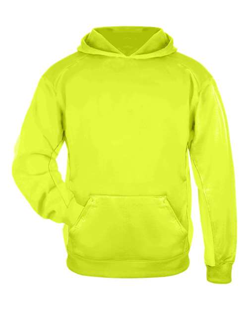 Youth Performance Fleece Hooded Sweatshirt - Safety Yellow Front