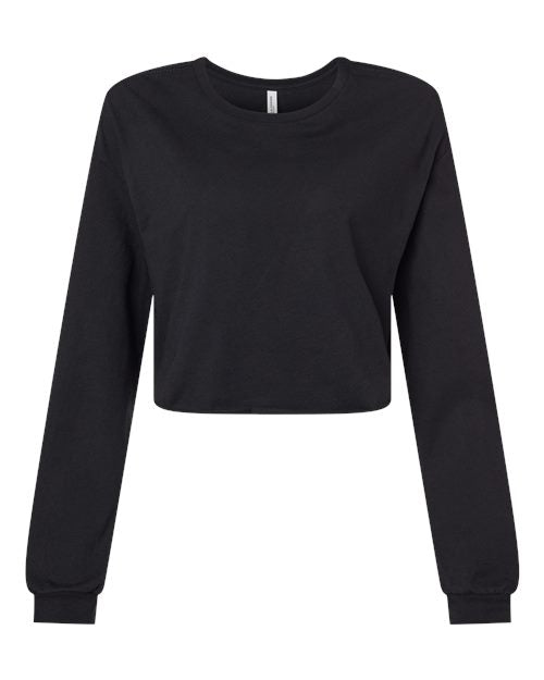BELLA + CANVAS Women's FWD Fashion Crop Long Sleeve Tee - Black Front