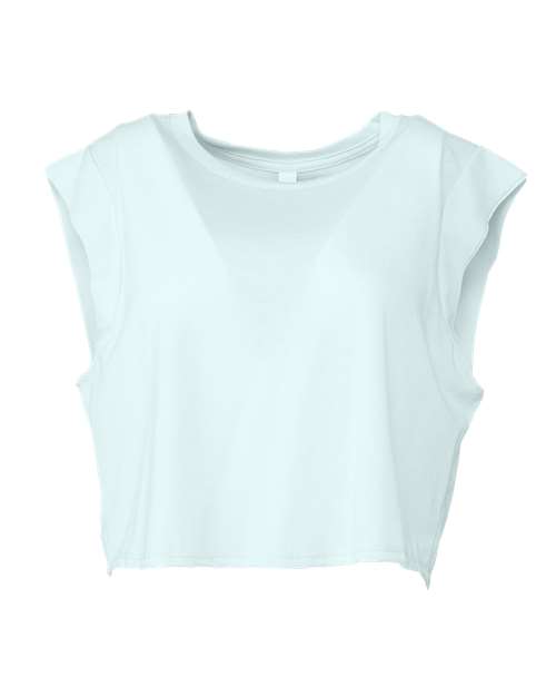 FWD Fashion Women's Festival Crop Tank - Ice Blue Triblend Front