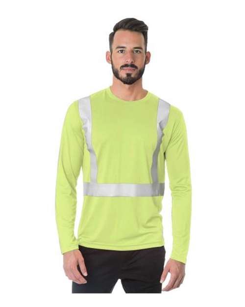 Men's USA-Made Hi-Visibility Long Sleeve Performance T-Shirt - Lime Green Front