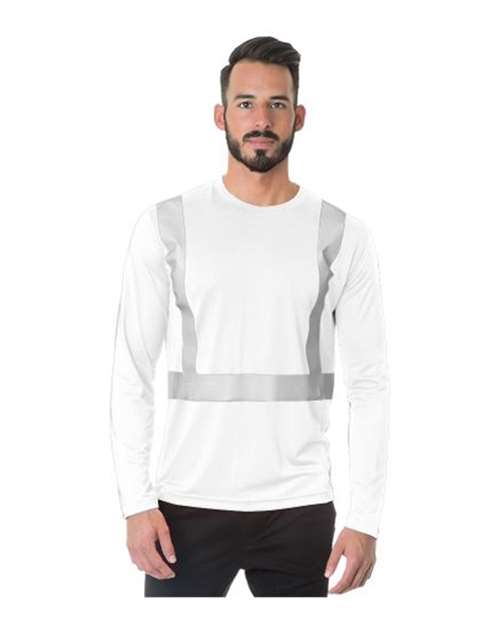 Men's USA-Made Hi-Visibility Long Sleeve Performance T-Shirt - White Front