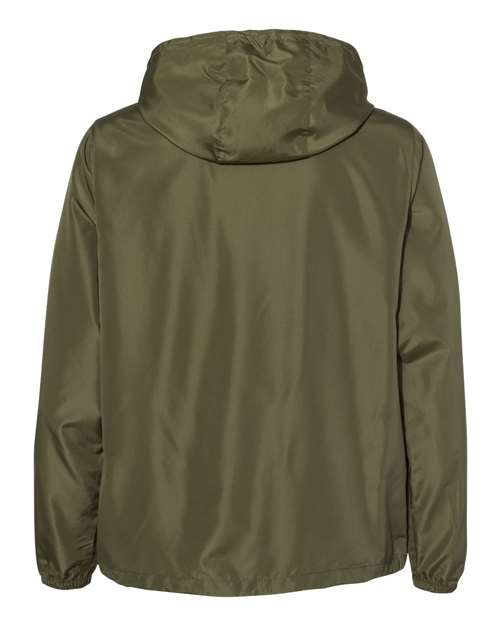 Unisex Lightweight Quarter-Zip Windbreaker Pullover Jacket - Army/ Black Zipper Back