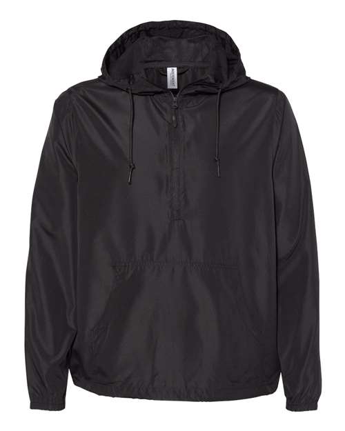 Unisex Lightweight Quarter-Zip Windbreaker Pullover Jacket - Black Front