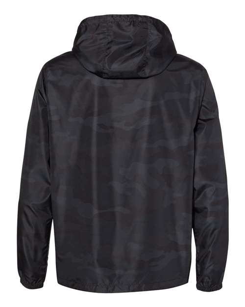 Unisex Lightweight Quarter-Zip Windbreaker Pullover Jacket - Black Camo Back