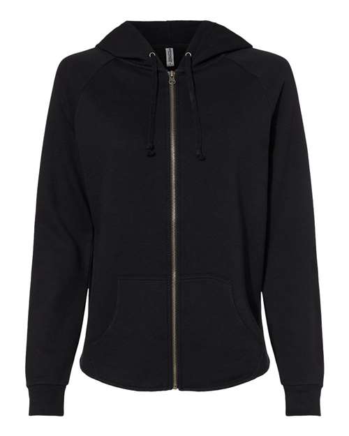 Women's California Wave Wash Full-Zip Hooded Sweatshirt - Black Front