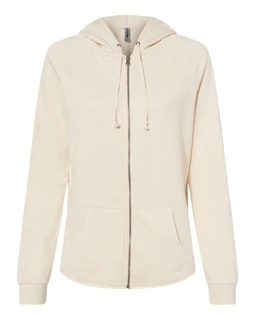 Women's California Wave Wash Full-Zip Hooded Sweatshirt - Bone Front