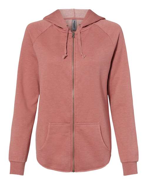 Women's California Wave Wash Full-Zip Hooded Sweatshirt - Dusty Rose Front