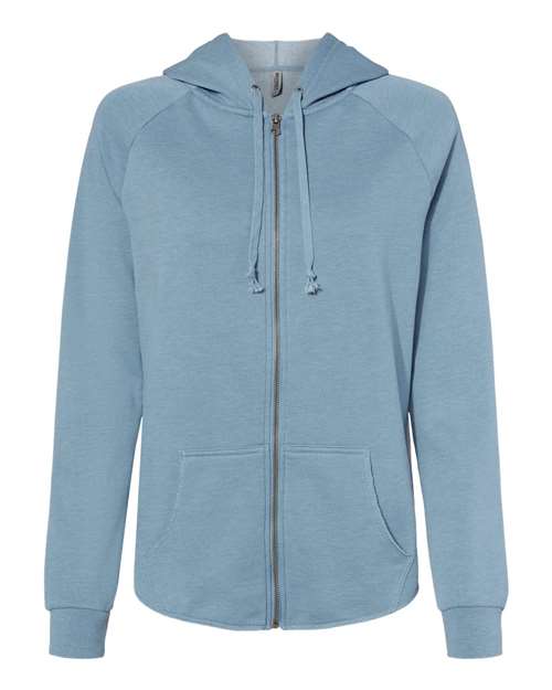 Women's California Wave Wash Full-Zip Hooded Sweatshirt - Misty Blue Front