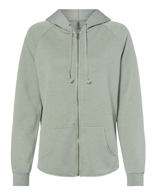 Women's California Wave Wash Full-Zip Hooded Sweatshirt - Sage Front