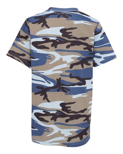 Youth Camouflage T-Shirt - Blue Woodland Back