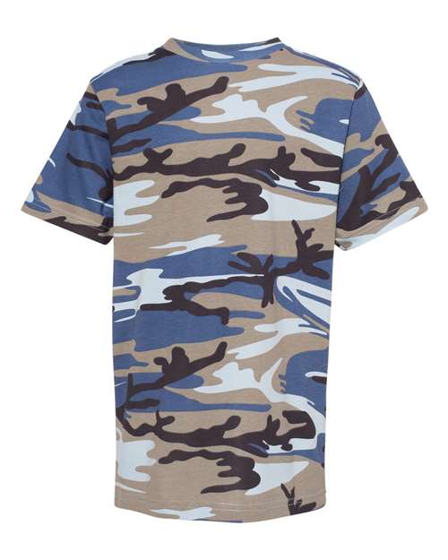Youth Camouflage T-Shirt - Blue Woodland Front