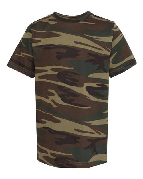 Youth Camouflage T-Shirt - Green Woodland Front