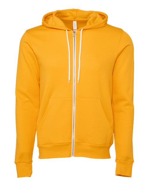 Unisex Sponge Fleece Full-Zip Hoodie Sweatshirt - Gold Front