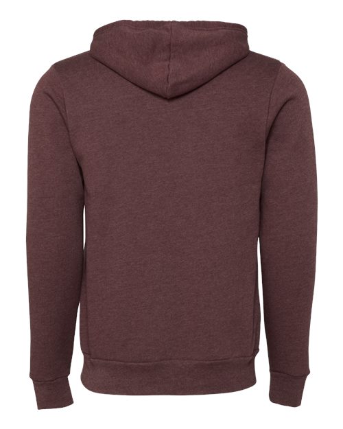 Unisex Sponge Fleece Full-Zip Hoodie Sweatshirt - Heather Maroon Back