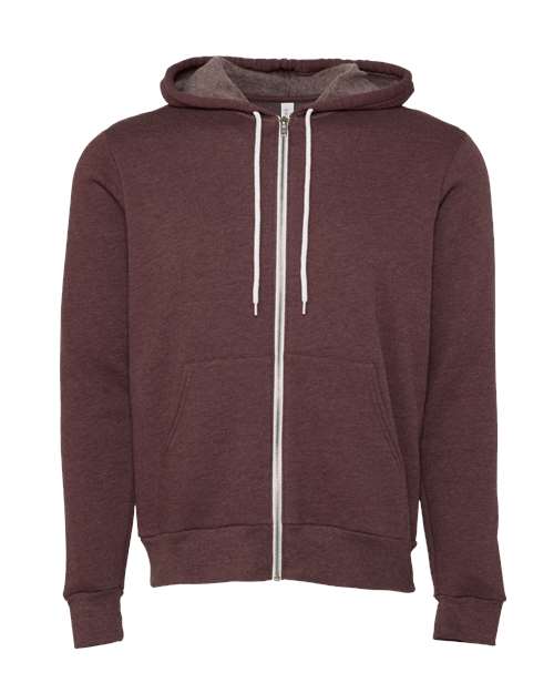 Unisex Sponge Fleece Full-Zip Hoodie Sweatshirt - Heather Maroon Front