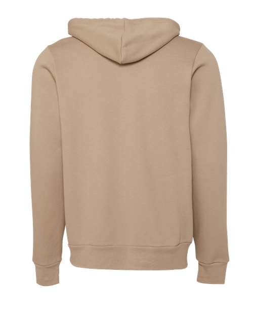 Unisex Sponge Fleece Full-Zip Hoodie Sweatshirt - Tan Back