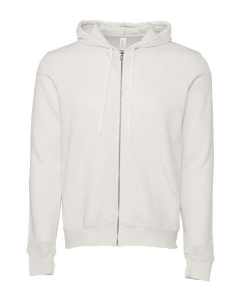 Unisex Sponge Fleece Full-Zip Hoodie Sweatshirt - Vintage White Front