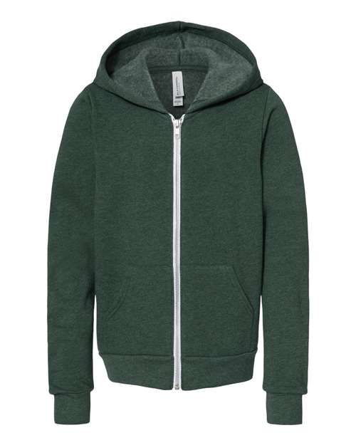 Youth Sponge Fleece Full-Zip Hoodie Sweatshirt - Heather Forest Front