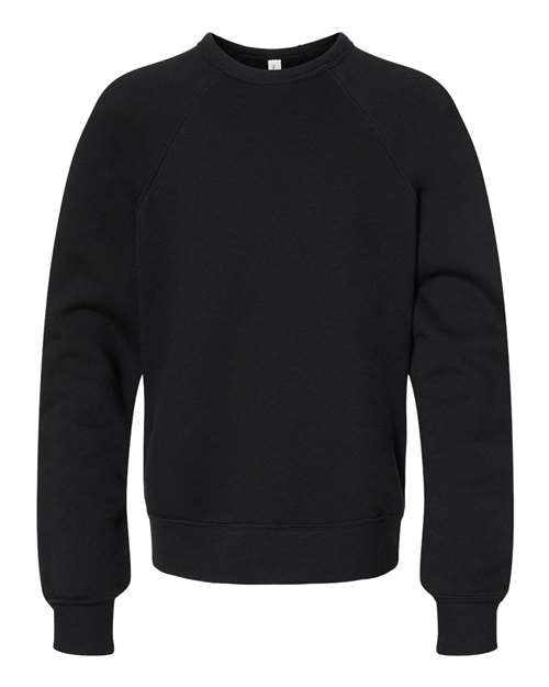 Youth Sponge Fleece Crewneck Sweatshirt - Black Front