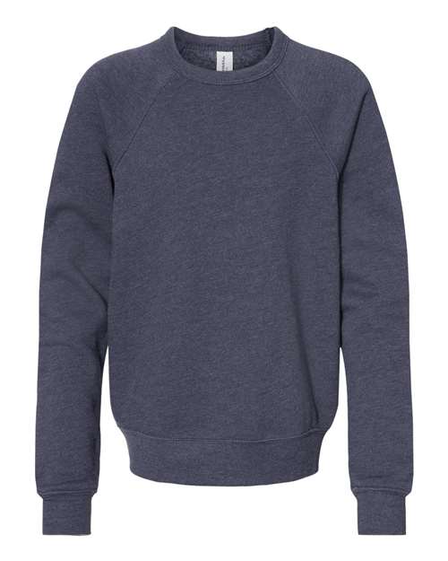Youth Sponge Fleece Crewneck Sweatshirt - Heather Navy Front