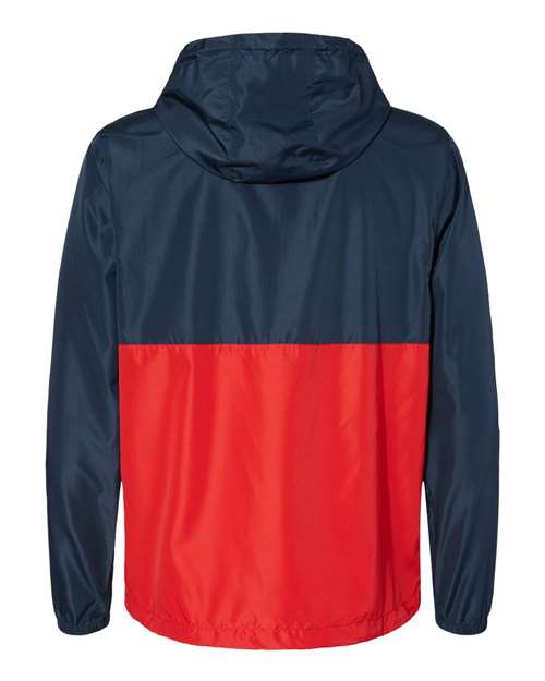 Unisex Lightweight Quarter-Zip Windbreaker Pullover Jacket - Classic Navy/ Red Back