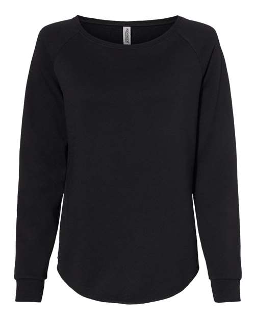 Women's California Wave Wash Crewneck Sweatshirt - Black Front