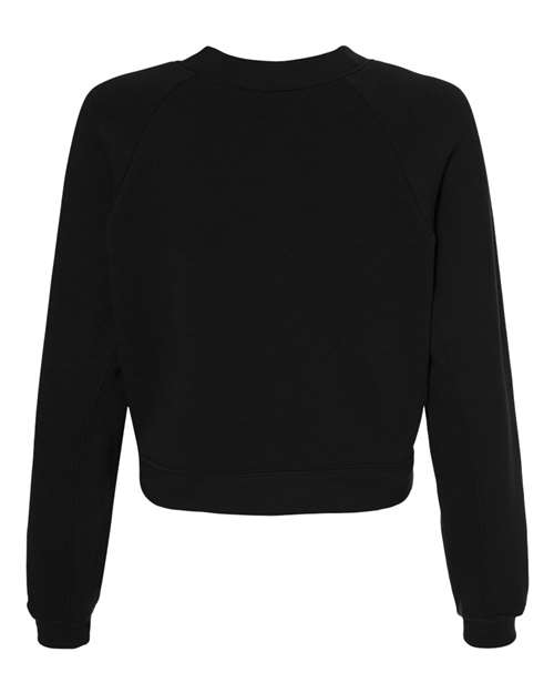 Women's Crop Raglan Fleece Crewneck Sweatshirt - Black Back