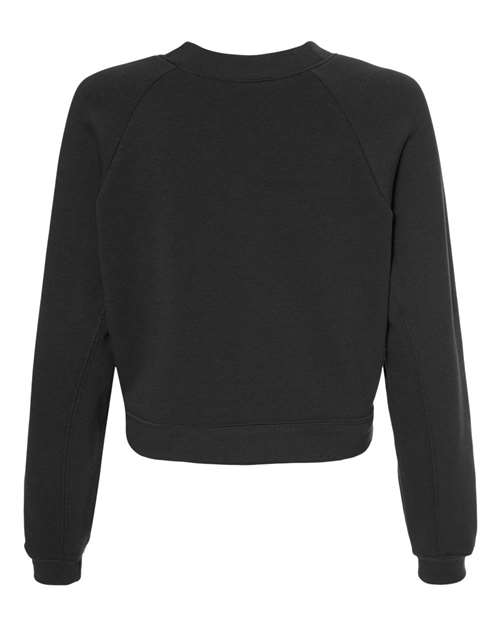 Women's Crop Raglan Fleece Crewneck Sweatshirt - Dark Grey Back