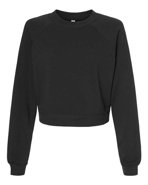 Women's Crop Raglan Fleece Crewneck Sweatshirt - Dark Grey Front