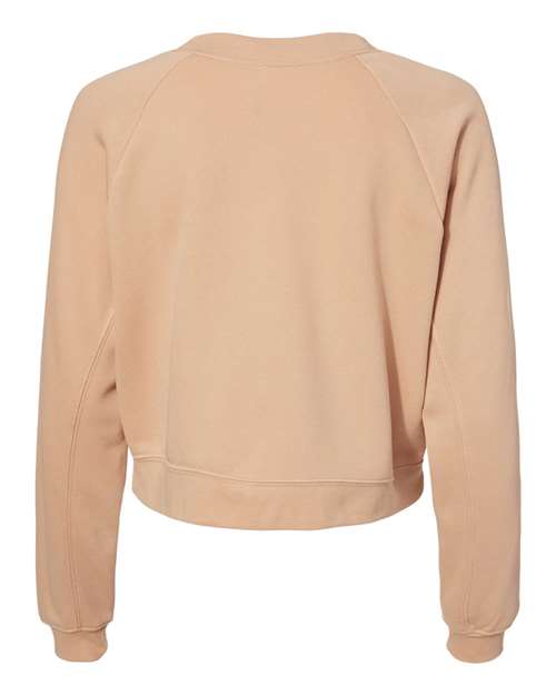 Women's Crop Raglan Fleece Crewneck Sweatshirt - Heather Sand Dune Back