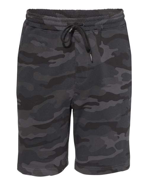 Men's Midweight Fleece Shorts - Black Camo Front