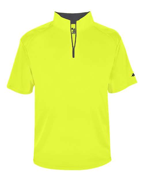 Men's B-Core Short Sleeve Quarter-Zip - Safety Yellow/ Graphite Front