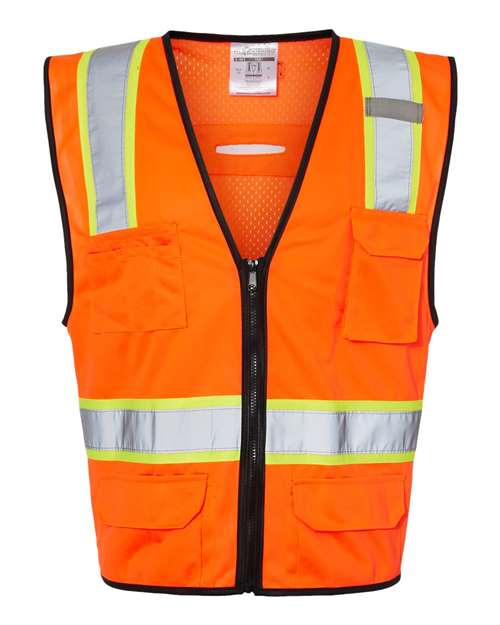 Unisex 6 Pocket Contrast Class 2 Vest - Orange Front