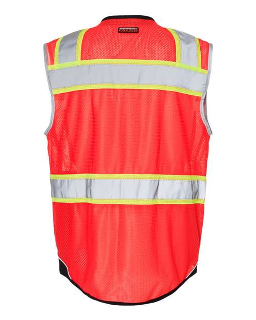 Unisex Premium Black Series® Black Bottom Class 2 Vest - Fluorescent Red (1715) Back