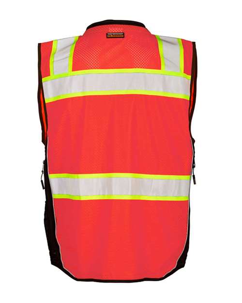 Unisex Premium Black Series® Surveyors Vest - Fluorescent Red (S5702) Back
