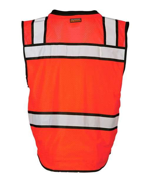 Unisex High-Performance Surveyors Vest - Fluorescent Red (S5704) Back