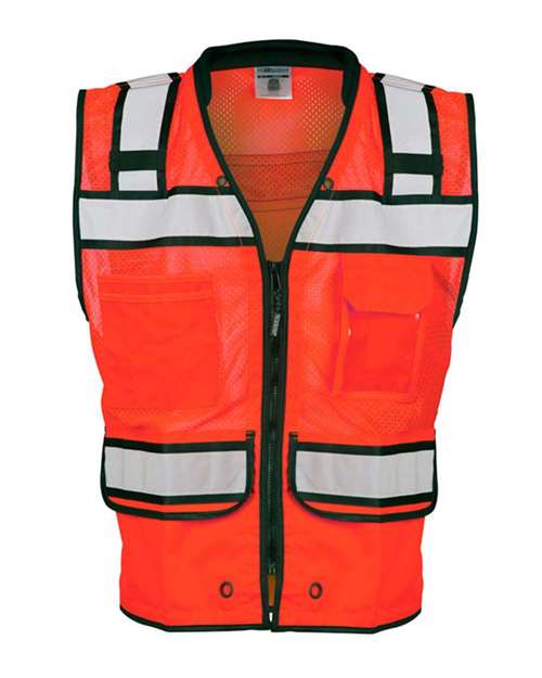 Unisex High-Performance Surveyors Vest - Fluorescent Red (S5704) Front