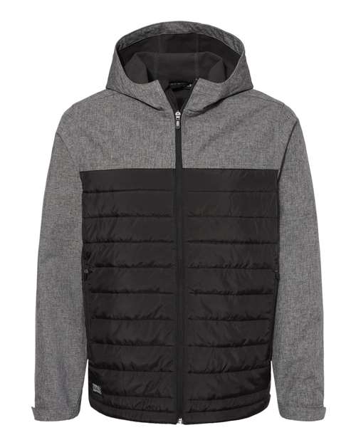 Men's Pinnacle Soft Shell Puffer Jacket - Black Heather/ Black Front